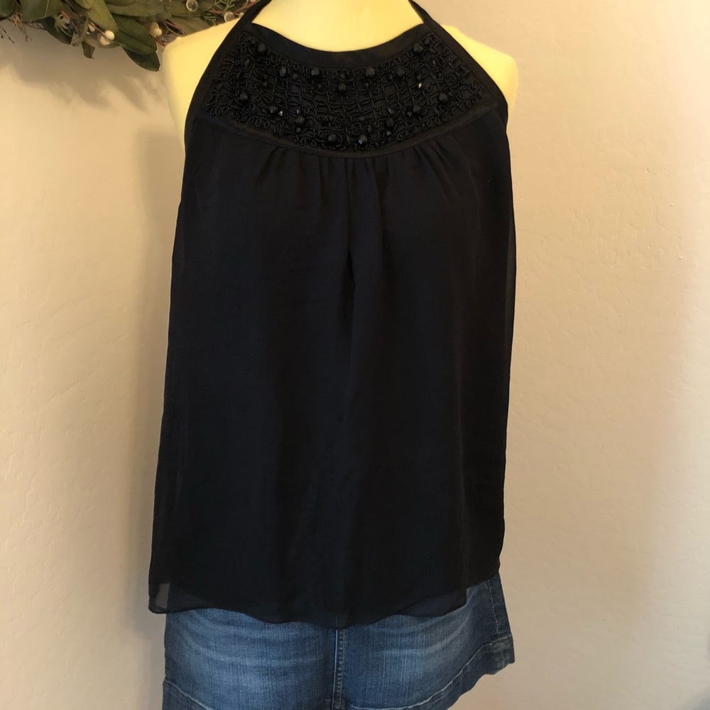 Banana Republic Black Haltered Top Large